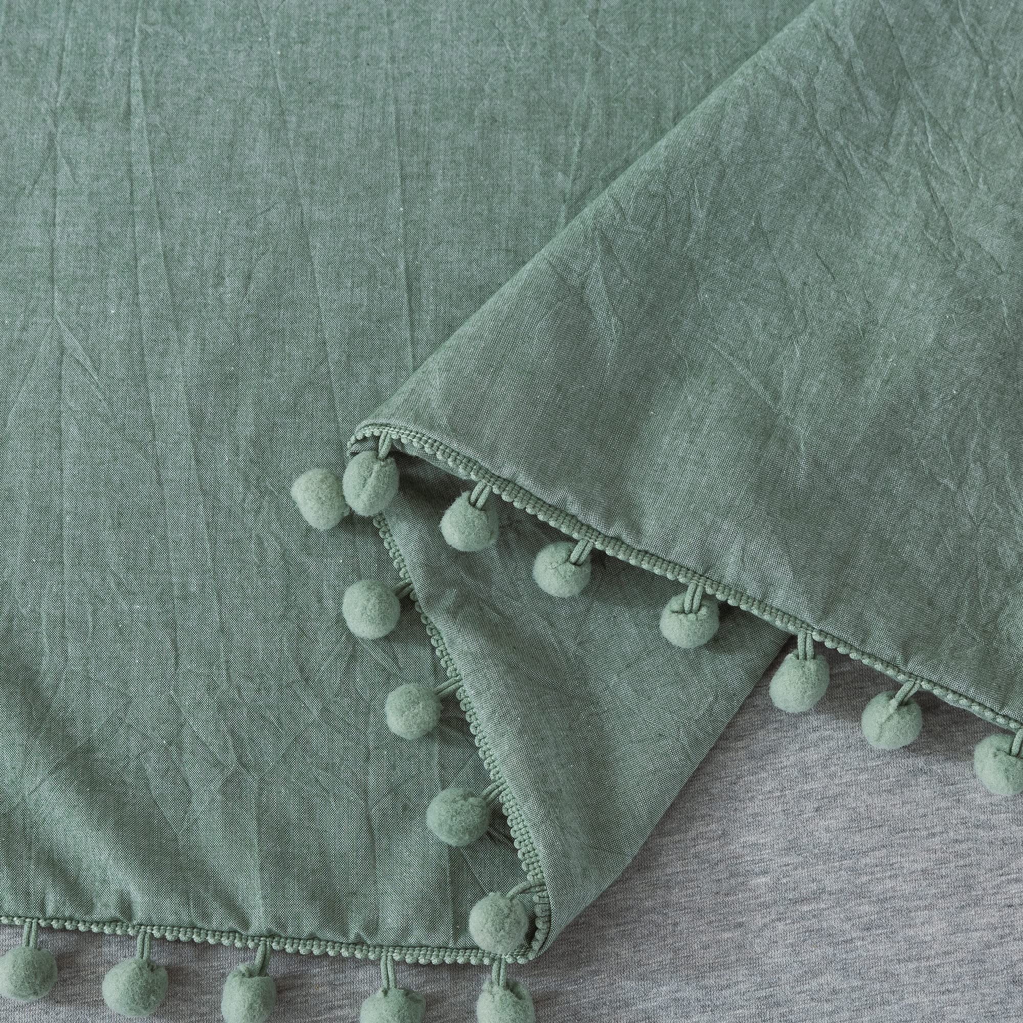 Softta 20x36 Pompom Pillow Shams Pillow Covers 2 pcs Ball Trimmed Cute Pretty Girls Pillowcases 100% Cotton Green Cover Twin/Full/Queen (NO Comforter NO Filling)