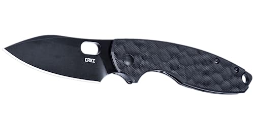 CRKT Pilar III EDC Folding Pocket Knife: Compact Everyday Carry, Black Blade with Finger Choil, Thumb Slot Open, G10 Handle, Reversible Pocket Clip 5317K