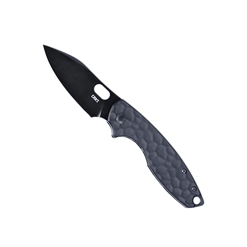 CRKT Pilar III EDC Folding Pocket Knife: Compact Everyday Carry, Black Blade with Finger Choil, Thumb Slot Open, G10 Handle, Reversible Pocket Clip 5317K