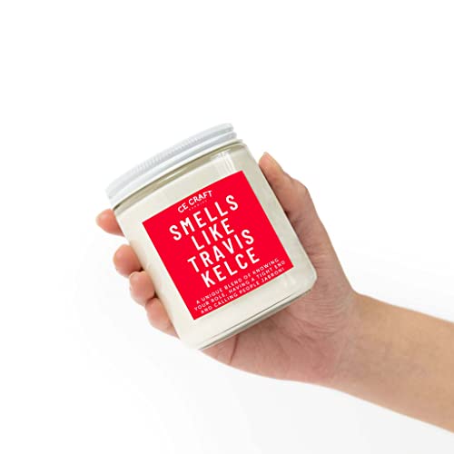 CE Craft Smells Like Travis Kelce Candle - Football Themed Candle, Gift for Kelce Fan, Gift for Her, Celebrity Prayer Candle, Gift for Him, Her (Iced Vanilla Woods)