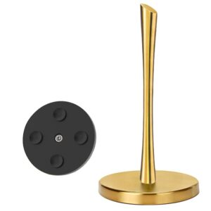 T0SSHPS Paper Towel Holder, Gold Paper Towel Holder, Kitchen Paper Towel Holder Countertop with Suction Cups,Kitchen Paper Towel Holder Made of Stainless Steel Brushed Gold Paper Towel Holder Vertical