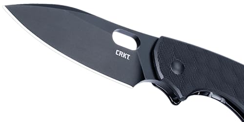 CRKT Pilar III EDC Folding Pocket Knife: Compact Everyday Carry, Black Blade with Finger Choil, Thumb Slot Open, G10 Handle, Reversible Pocket Clip 5317K