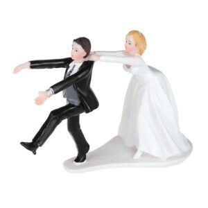 wedding cake toppers, resin bride and groom figurine, couple romantic funny cake decoration