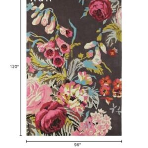 Restoration and Renovation Modern Rose Floral Wool Rug | Handmade Area Rug with Garden Colorful Flowers for Living Room Dining Room and Kitchen (Brown, 3x5 ft)