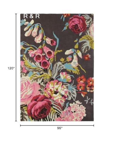 Restoration and Renovation Modern Rose Floral Wool Rug | Handmade Area Rug with Garden Colorful Flowers for Living Room Dining Room and Kitchen (Brown, 3x5 ft)