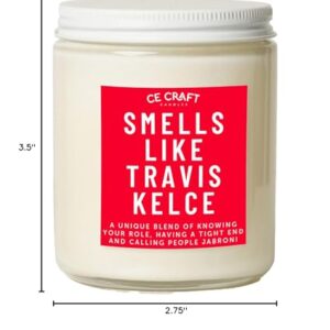 CE Craft Smells Like Travis Kelce Candle - Football Themed Candle, Gift for Kelce Fan, Gift for Her, Celebrity Prayer Candle, Gift for Him, Her (Iced Vanilla Woods)