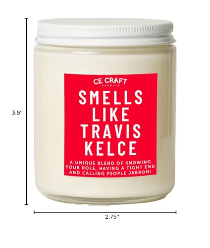 CE Craft Smells Like Travis Kelce Candle - Football Themed Candle, Gift for Kelce Fan, Gift for Her, Celebrity Prayer Candle, Gift for Him, Her (Iced Vanilla Woods)