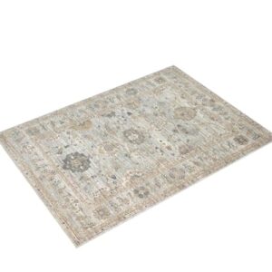 Loloi Magnolia Home by Joanna Gaines Millie Collection MIE-02 Sky/Gold 7'-10" x 10', .25" Pile Height, Area Rug