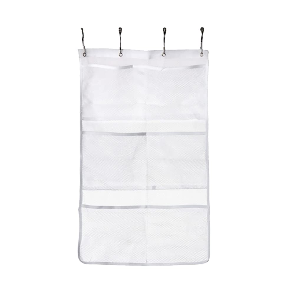 ccHuDE Hanging Mesh Pockets Shower Storage Bags Bathroom Hanger Pouch Shampoo Holder Bags Travel Hanging Toiletry Bag Bath Organizer Pouch with 4 Pcs Metal Buckles