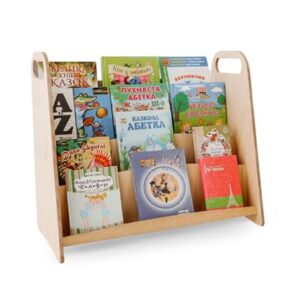 Goodevas Wooden Book Shelf Organizer & Toy Storage for Kids - Wood Book Case & Toy Stand Bookcase for Toddler Room - Montessori Display Stand Bookshelf for Children Made in Ukraine