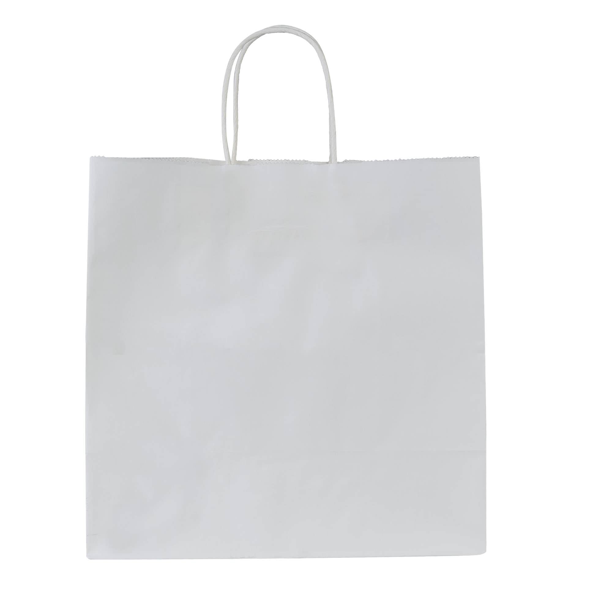 PAICUIKE White Kraft Paper Bags With Handle, Retail Shopping Bags Bulk, Gift Bags Large For Lunch, Takeaway, Grocery, Party and Wedding 11×6×11" 100Pcs