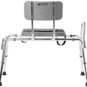 DMI Tub Transfer Bench and Shower Chair with Non Slip Aluminum Body, FSA Eligible, Adjustable Seat Height and Cut Out Access, Holds Weight up to 400 Lbs, Bath and Shower Safety, Transfer Bench,Gray