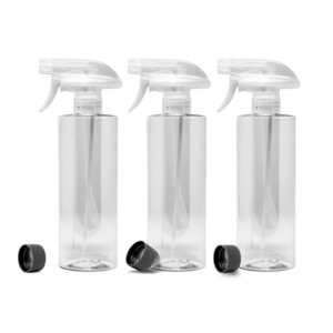 vvivid empty plastic spray clear bottles bpa-free food-safe (3 pack (16oz))