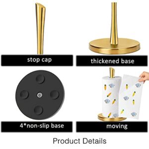 T0SSHPS Paper Towel Holder, Gold Paper Towel Holder, Kitchen Paper Towel Holder Countertop with Suction Cups,Kitchen Paper Towel Holder Made of Stainless Steel Brushed Gold Paper Towel Holder Vertical