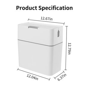 Lingerlanden 3 Gallon Plastic Trash Can with Lid, White, 12L