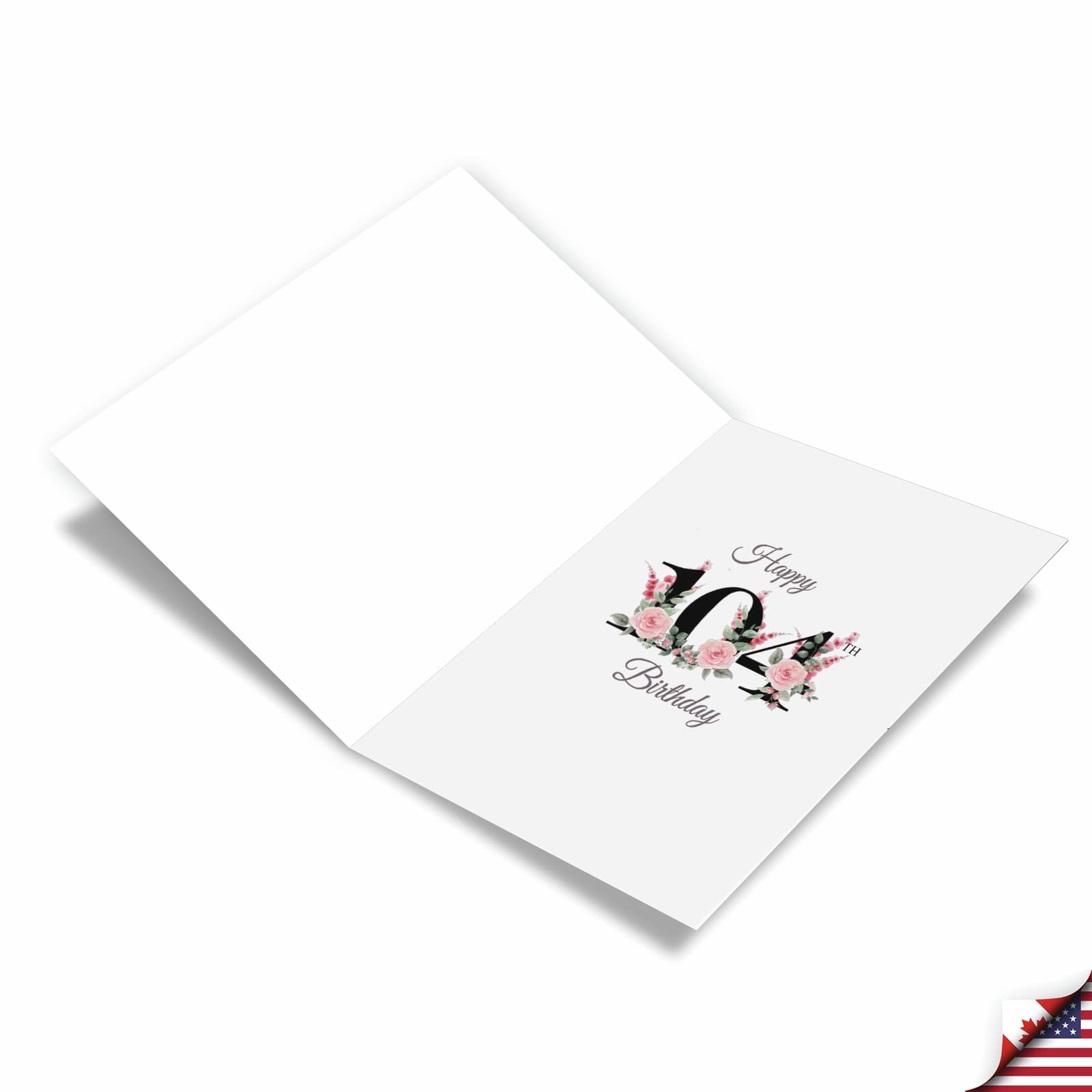 NobleWorks 104th Milestone Birthday Paper Card with 5 x 7 Inch Envelope (1 Card) Floral Age 104 C8270MBG