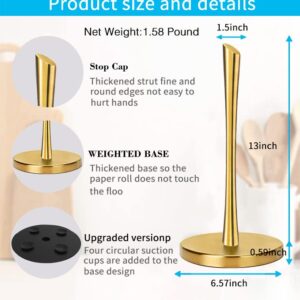 T0SSHPS Paper Towel Holder, Gold Paper Towel Holder, Kitchen Paper Towel Holder Countertop with Suction Cups,Kitchen Paper Towel Holder Made of Stainless Steel Brushed Gold Paper Towel Holder Vertical