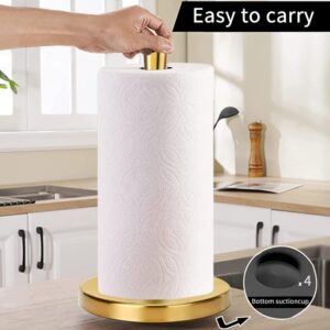 T0SSHPS Paper Towel Holder, Gold Paper Towel Holder, Kitchen Paper Towel Holder Countertop with Suction Cups,Kitchen Paper Towel Holder Made of Stainless Steel Brushed Gold Paper Towel Holder Vertical