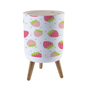 small trash can with lid for bathroom kitchen office diaper fruit cute fresh strawberry pink polka dot isolated white design for bedroom garbage trash bin dog proof waste basket cute decorative