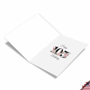 NobleWorks - 105th Milestone Birthday Greeting Card with 5 x 7 Inch Envelope (1 Card) Floral Age 105 C8271MBG