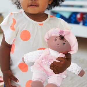 Knextion Inc Personalized First Baby Doll - African American Pink Dolly Stuffed Animal Keepsake with Custom Name