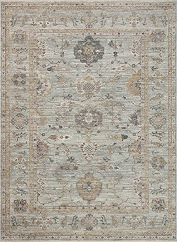 Loloi Magnolia Home by Joanna Gaines Millie Collection MIE-02 Sky/Gold 7'-10" x 10', .25" Pile Height, Area Rug