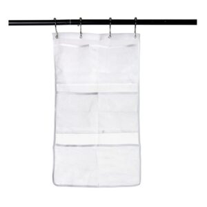 ccHuDE Hanging Mesh Pockets Shower Storage Bags Bathroom Hanger Pouch Shampoo Holder Bags Travel Hanging Toiletry Bag Bath Organizer Pouch with 4 Pcs Metal Buckles