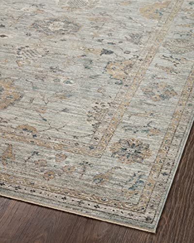 Loloi Magnolia Home by Joanna Gaines Millie Collection MIE-02 Sky/Gold 7'-10" x 10', .25" Pile Height, Area Rug