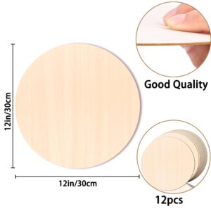 JOICEE 12PACK Wood Rounds for Crafts, 12 Inch Unfinished Wood Circles Discs for Door Hanger Sign Blank, Particle Board for Wreath Boards Crafts Painting and Christmas Halloween Decoration