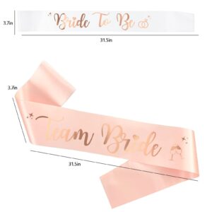 Happyland 8 sets Team Bride Sash Bachelorette Party Decorations Bridesmaid Sashes Rose Gold Foil letter for Bridal Shower & Wedding Party