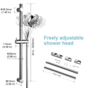 OFFO Shower Slide Bar 24 Inches Adjustable Installation Distance 18-24 Inches with 360° Adjustable Handheld Shower Head Holder for Bathroom, Screw Wall Mounted, Chrome Finish