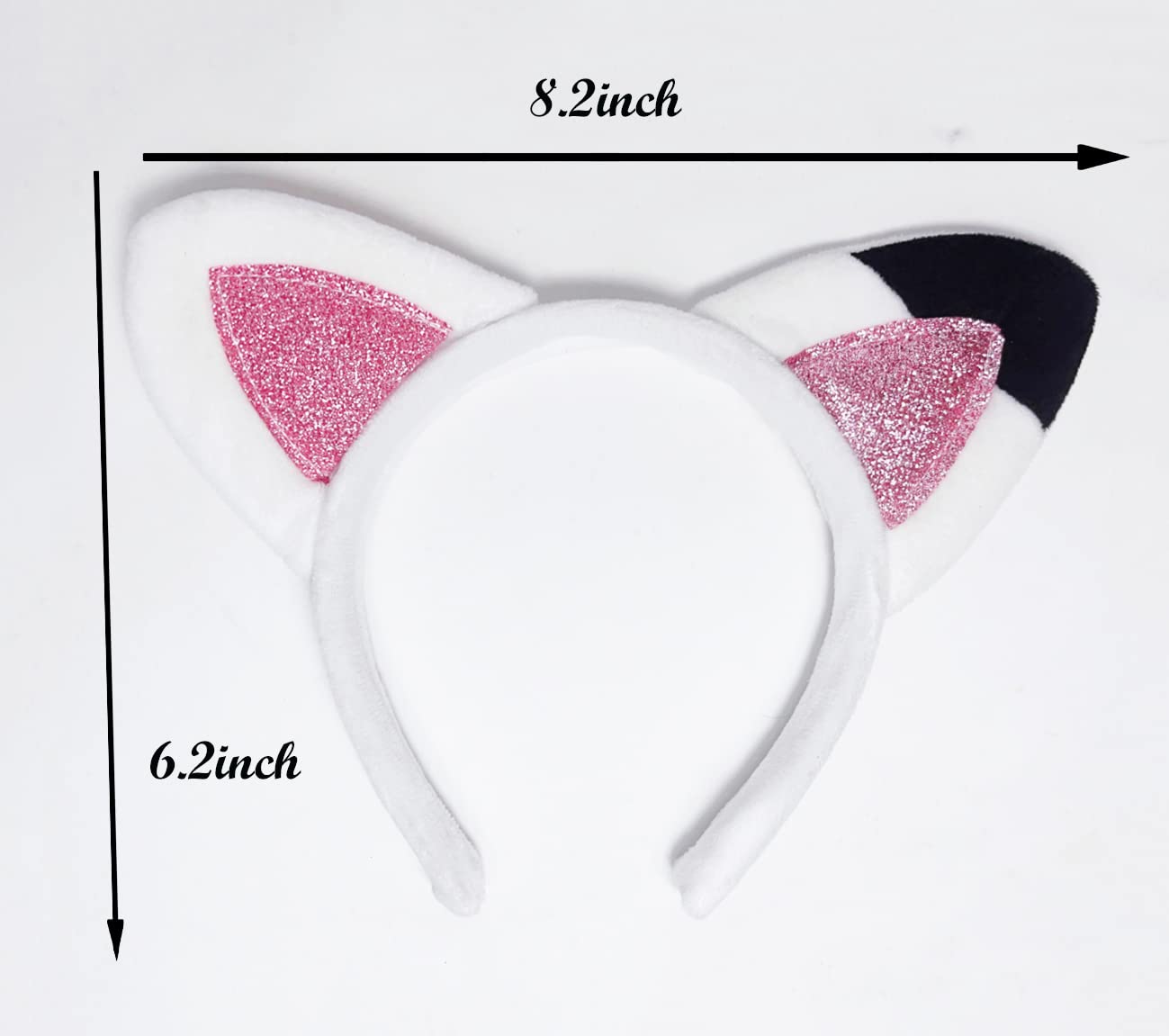 Atvscay Cat Ears Headband Cat Ears Headwear Shiny Flannelette Hair Hoop For Girl Halloween Costume For Dollhouse Party (Elastic Headwear)…