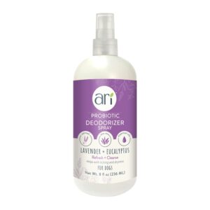 ari probiotic deodorizer spray for dogs (8 oz) – lavender & eucalyptus scent – ph-balanced, long-lasting freshness, sulfate-free, gentle for all breeds