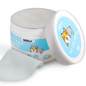 150 Count Dog Ear Cleaner Wipes, Dog Ear Wipes, Gently Remove Ear Wax, Debris - Soothes & Relieves Ear Itching, Natural Cleaning Puppy Ear Wipes, Otic Cleanser for Dogs and Cats.