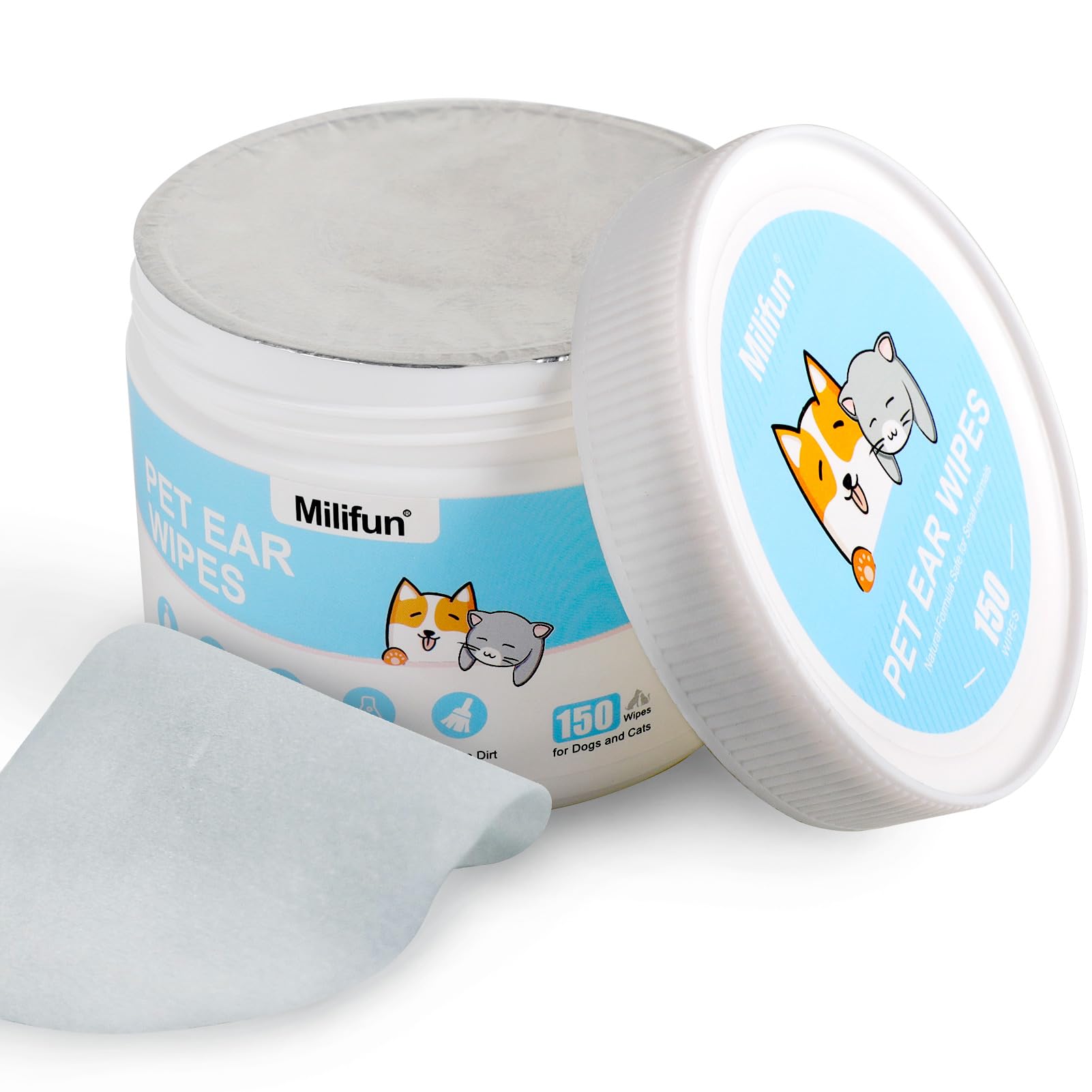 150 Count Dog Ear Cleaner Wipes, Dog Ear Wipes, Gently Remove Ear Wax, Debris - Soothes & Relieves Ear Itching, Natural Cleaning Puppy Ear Wipes, Otic Cleanser for Dogs and Cats.