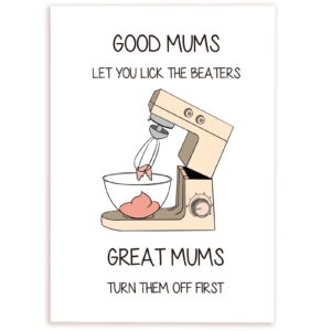 HEALSLA Funny Mothers Day Card, First Mother's Day Gifts for Wife Mom from Daughter Son, Lick The Beaters Great Mums Turn Them Off First, Birthday Gifts for Mom from Husband with Envelope