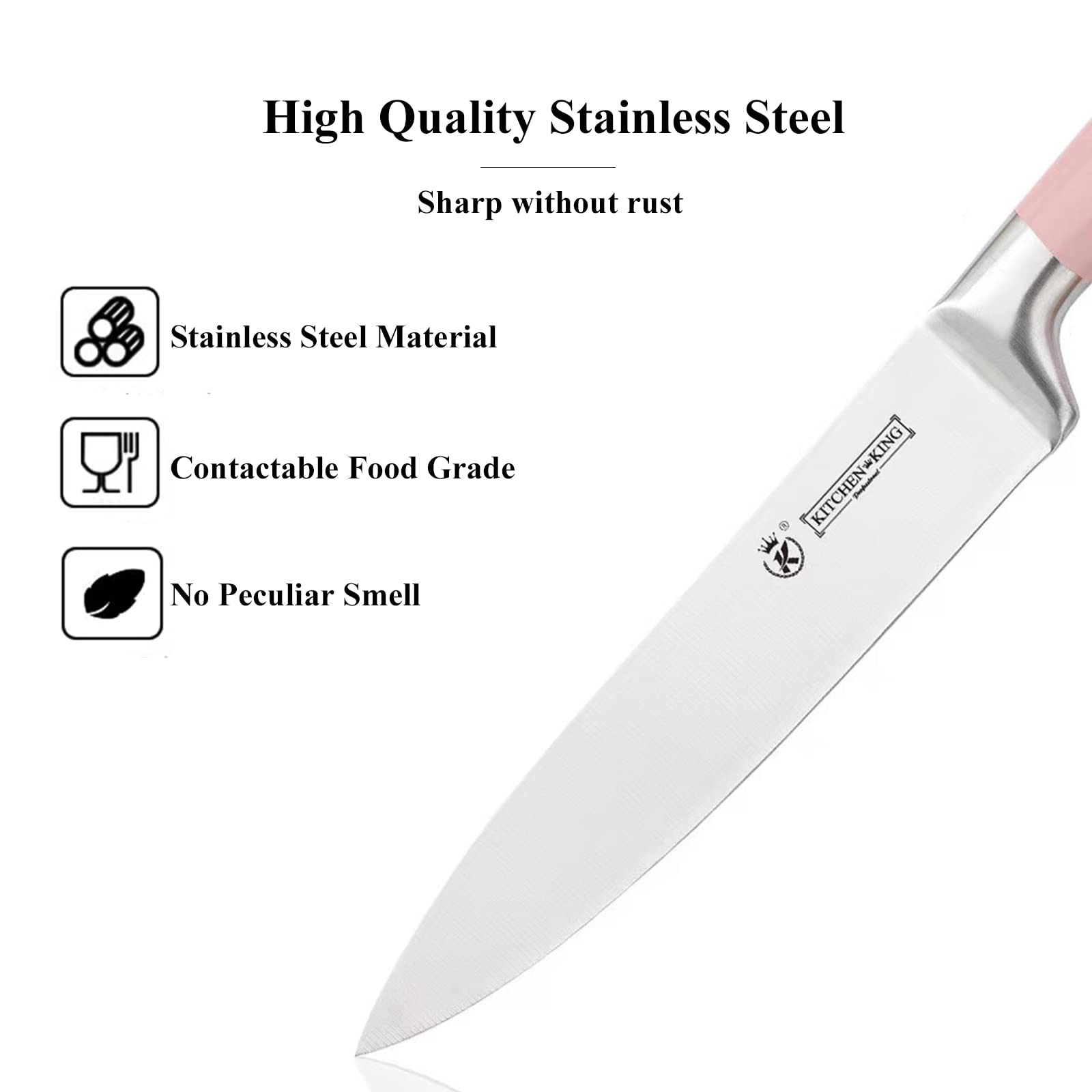 Kitchen Knife Set, 9-Piece Pink Kitchen Knife Set with Acrylic Block, Non Stick Sharp High Carbon Stainless Steel Knife Set for Kitchen Cutting Meat Slicing Chopping Kitchen Gifts for Women (Pink)