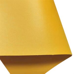 double sided faux leather roll, 11.8"x53" thick synthetic single color pu leather for diy bows keychains table mat projects (yellow)