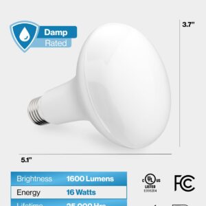 Sunco BR30 LED Bulbs 1600 Lumens, Indoor Flood Lights 16W Equivalent 100W 3000K Warm White, E26 Base, Interior Dimmable Recessed Can Light Bulbs - UL Listed 6 Pack