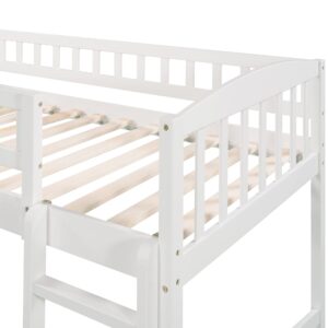 Merax Twin Size Loft Bed with Slide and Ladder, White