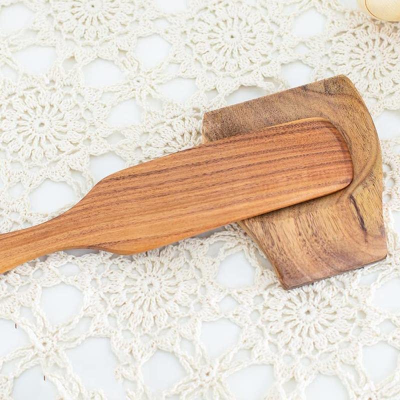 2 Pack Wooden Spoon Rests for Kitchen Counter-Natural Acacia Wood Spoon Holders for Kitchen Counter Protection-Cooking Utensil Rests for Spoon, Ladle, Spatula, Tong-Coffee,Tea Spoon Gadgets Holder