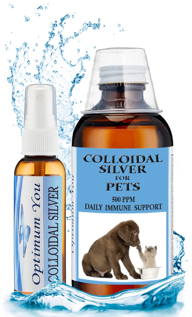 Optimum You Colloidal Silver Liquid for Pets, Dogs, Cats | 500 ppm, Extra Strength (8 oz) | Spray & Drops | Hot Spot & Itch Relief | Wound Care | Immune Support