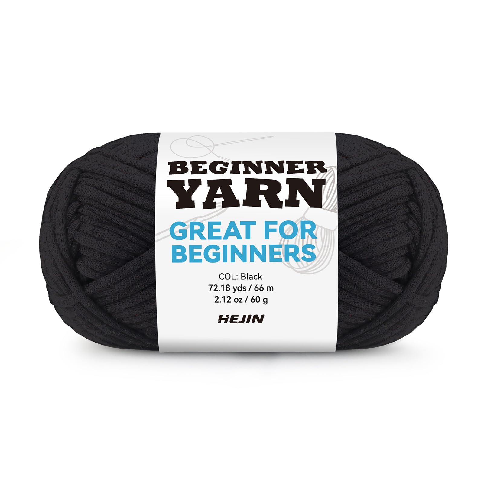 60g Black Yarn for Crocheting and Knitting;66m (72yds) Cotton Yarn for Beginners with Easy-to-See Stitches;Worsted-Weight Medium #4;Cotton-Nylon Blend Yarn for Beginners Crochet Kit Making