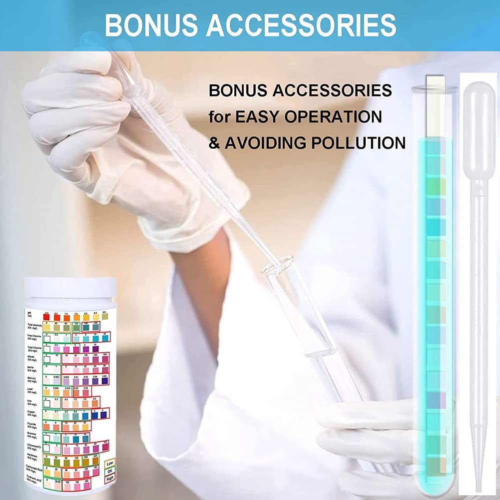 Mautacly Water Testing Strips for Drinking Water- EPA Level Home Use, Water Test Strips with Lead, Mercury, Iron, PH, Hardness