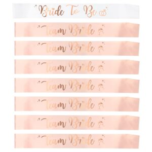 Happyland 8 sets Team Bride Sash Bachelorette Party Decorations Bridesmaid Sashes Rose Gold Foil letter for Bridal Shower & Wedding Party