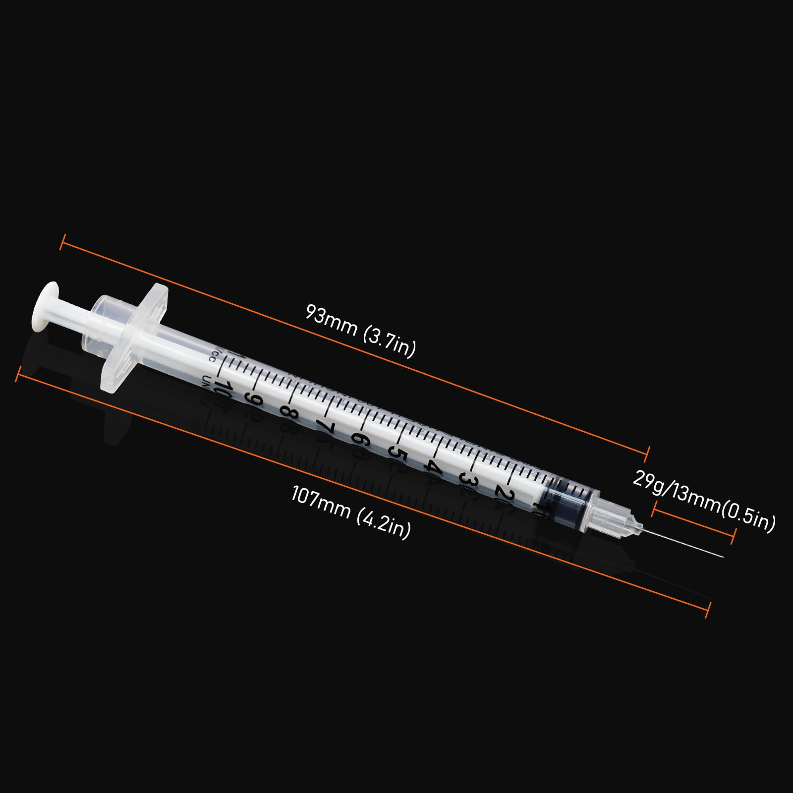 Eomhept 1ml 1cc 29 Gauge x 13mm (1/2") Disposable Lab Supplies, Individual Packing, Pack of 50