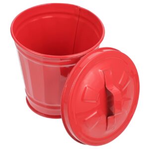 plafope 1pc red iron mini garbage can with lid for desktop, countertop, tabletop, cabinet