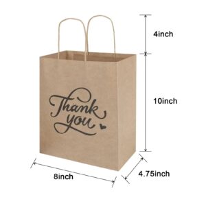 bagmad 50 Pack 8x4.75x10 inch Strurdy Plain Medium Paper Bags with Handles Bulk, Brown Kraft Bags, Grocery Shopping Retail Bags, Birthday Party Favors Wedding Thank You Bags Sacks (50 Count)