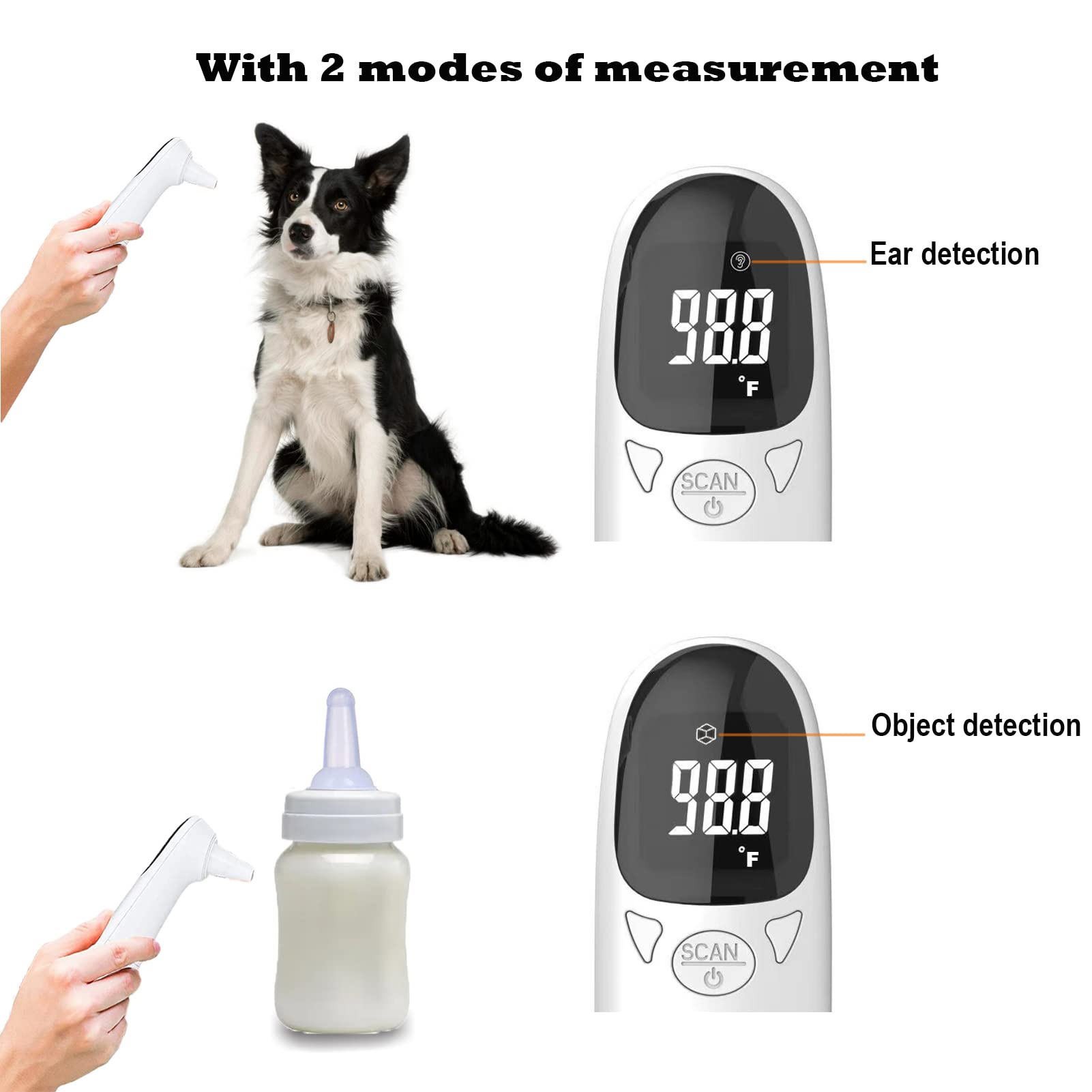 Cat & Dog Thermometer Non-Contact Rechargeable Pet Ear Thermometer,Designed for Pet,Fast and Accurate Temperature Detection