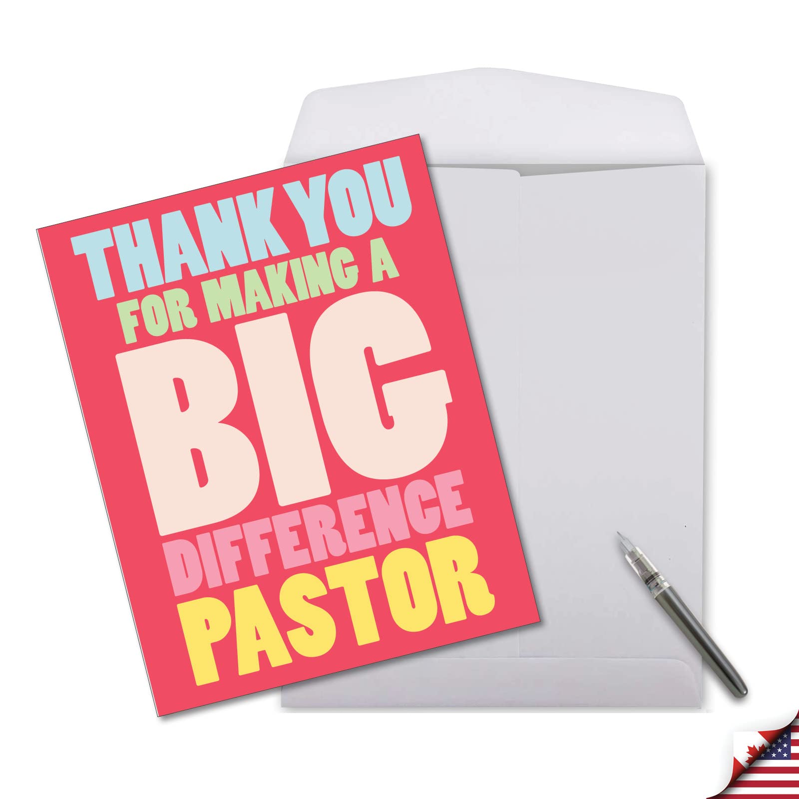 NobleWorks - Jumbo Funny Thank You Greeting Card From Us 8.5 x 11 Inch with Envelope (1 Pack) Oversize Jumbo Big Difference Pastor J8206TYG-US